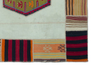 Naturel Over Dyed Kilim Patchwork Unique Rug 5'6'' x 7'9'' ft 167 x 235 cm