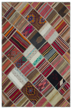 Naturel Over Dyed Kilim Patchwork Unique Rug 5'2'' x 7'8'' ft 157 x 234 cm