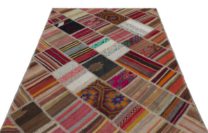 Naturel Over Dyed Kilim Patchwork Unique Rug 5'2'' x 7'8'' ft 157 x 234 cm