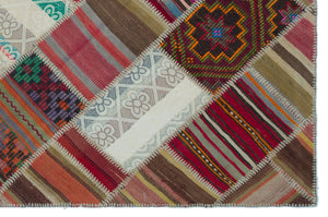 Naturel Over Dyed Kilim Patchwork Unique Rug 5'2'' x 7'8'' ft 157 x 234 cm