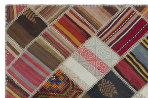 Naturel Over Dyed Kilim Patchwork Unique Rug 5'2'' x 7'8'' ft 157 x 234 cm