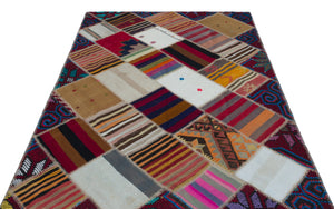 Naturel Over Dyed Kilim Patchwork Unique Rug 5'2'' x 7'9'' ft 157 x 237 cm