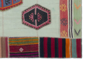 Naturel Over Dyed Kilim Patchwork Unique Rug 5'4'' x 7'5'' ft 162 x 227 cm