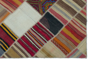 Naturel Over Dyed Kilim Patchwork Unique Rug 5'2'' x 7'6'' ft 157 x 229 cm