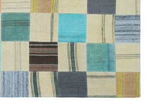 Mixed Over Dyed Kilim Patchwork Unique Rug 5'5'' x 7'8'' ft 164 x 233 cm
