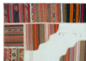 Naturel Over Dyed Kilim Patchwork Unique Rug 5'3'' x 7'4'' ft 160 x 223 cm