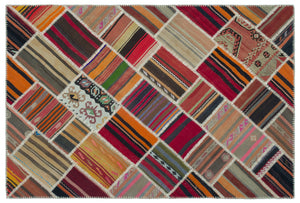 Naturel Over Dyed Kilim Patchwork Unique Rug 5'3'' x 7'9'' ft 160 x 236 cm