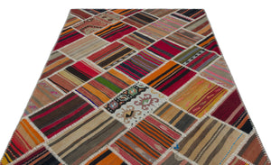 Naturel Over Dyed Kilim Patchwork Unique Rug 5'3'' x 7'9'' ft 160 x 236 cm