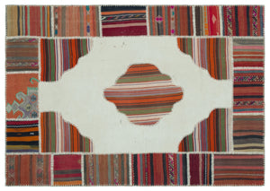 Naturel Over Dyed Kilim Patchwork Unique Rug 5'4'' x 7'7'' ft 162 x 232 cm