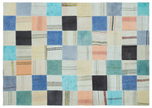 Mixed Over Dyed Kilim Patchwork Unique Rug 5'5'' x 7'9'' ft 165 x 235 cm