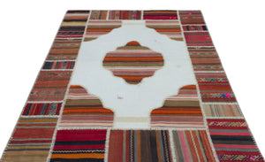 Naturel Over Dyed Kilim Patchwork Unique Rug 5'4'' x 7'5'' ft 162 x 227 cm