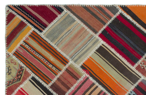 Naturel Over Dyed Kilim Patchwork Unique Rug 5'2'' x 7'10'' ft 157 x 240 cm