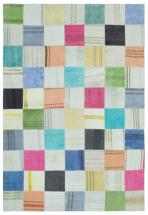 Mixed Over Dyed Kilim Patchwork Unique Rug 5'1'' x 7'7'' ft 156 x 230 cm