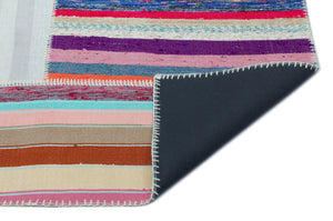 Striped Over Dyed Kilim Patchwork Unique Rug 5'3'' x 7'3'' ft 160 x 222 cm