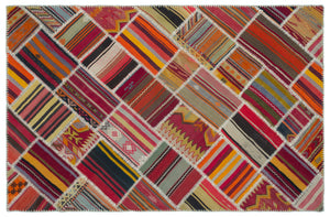 Naturel Over Dyed Kilim Patchwork Unique Rug 5'2'' x 7'9'' ft 157 x 236 cm