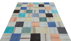 Mixed Over Dyed Kilim Patchwork Unique Rug 5'5'' x 7'8'' ft 165 x 234 cm