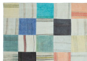 Mixed Over Dyed Kilim Patchwork Unique Rug 5'5'' x 7'8'' ft 165 x 234 cm