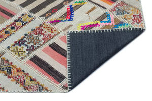 Naturel Over Dyed Kilim Patchwork Unique Rug 5'3'' x 7'8'' ft 160 x 234 cm