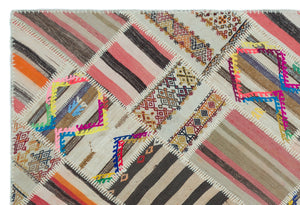 Naturel Over Dyed Kilim Patchwork Unique Rug 5'3'' x 7'8'' ft 160 x 234 cm
