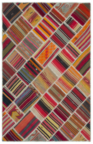 Naturel Over Dyed Kilim Patchwork Unique Rug 5'1'' x 7'10'' ft 155 x 240 cm