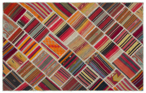 Naturel Over Dyed Kilim Patchwork Unique Rug 5'1'' x 7'10'' ft 155 x 240 cm