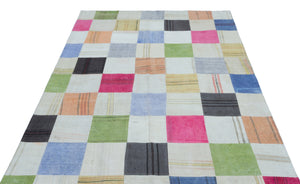 Mixed Over Dyed Kilim Patchwork Unique Rug 5'3'' x 7'7'' ft 160 x 230 cm