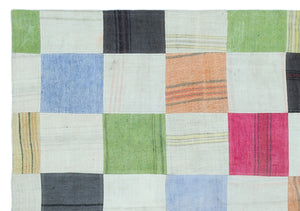 Mixed Over Dyed Kilim Patchwork Unique Rug 5'3'' x 7'7'' ft 160 x 230 cm