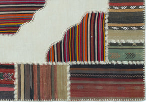 Naturel Over Dyed Kilim Patchwork Unique Rug 5'3'' x 7'6'' ft 159 x 228 cm