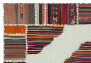 Naturel Over Dyed Kilim Patchwork Unique Rug 5'3'' x 7'6'' ft 159 x 228 cm