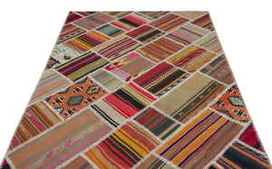 Naturel Over Dyed Kilim Patchwork Unique Rug 5'2'' x 7'9'' ft 157 x 237 cm