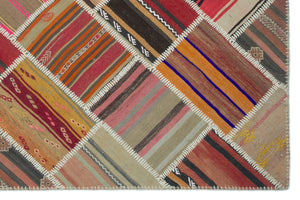 Naturel Over Dyed Kilim Patchwork Unique Rug 5'2'' x 7'9'' ft 157 x 237 cm