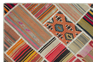 Naturel Over Dyed Kilim Patchwork Unique Rug 5'2'' x 7'9'' ft 157 x 237 cm