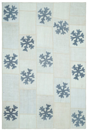 Mixed Over Dyed Kilim Patchwork Unique Rug 6'6'' x 9'9'' ft 198 x 298 cm