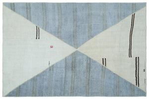 Mixed Over Dyed Kilim Patchwork Unique Rug 6'7'' x 9'11'' ft 200 x 303 cm