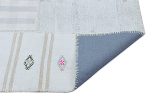 Striped Over Dyed Kilim Patchwork Unique Rug 5'1'' x 7'5'' ft 155 x 225 cm