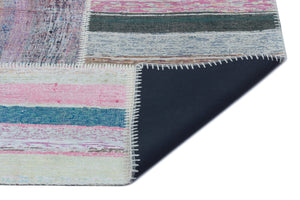 Striped Over Dyed Kilim Patchwork Unique Rug 5'3'' x 7'3'' ft 160 x 220 cm