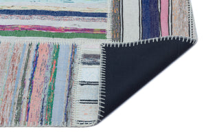 Striped Over Dyed Kilim Patchwork Unique Rug 5'3'' x 7'3'' ft 160 x 220 cm