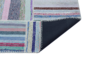 Striped Over Dyed Kilim Patchwork Unique Rug 5'3'' x 7'3'' ft 160 x 222 cm