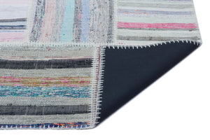 Striped Over Dyed Kilim Patchwork Unique Rug 5'3'' x 7'7'' ft 160 x 230 cm