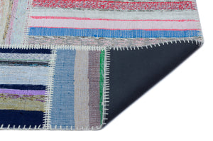 Striped Over Dyed Kilim Patchwork Unique Rug 5'3'' x 7'7'' ft 160 x 230 cm