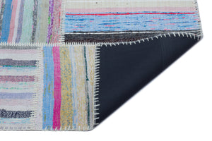 Striped Over Dyed Kilim Patchwork Unique Rug 5'3'' x 7'6'' ft 160 x 228 cm