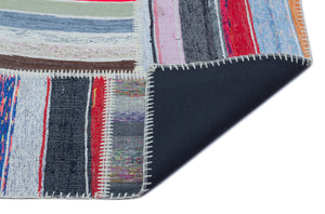 Striped Over Dyed Kilim Patchwork Unique Rug 5'3'' x 7'7'' ft 160 x 230 cm