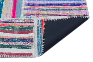 Striped Over Dyed Kilim Patchwork Unique Rug 5'3'' x 7'4'' ft 160 x 224 cm