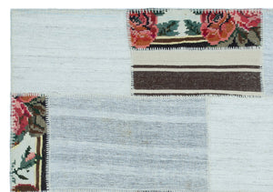 Karabakh Over Dyed Kilim Patchwork Unique Rug 4'12'' x 7'1'' ft 152 x 217 cm