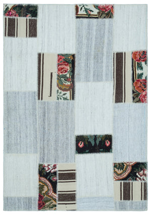 Karabakh Over Dyed Kilim Patchwork Unique Rug 4'12'' x 7'1'' ft 152 x 217 cm