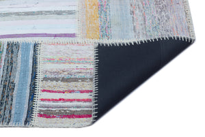 Striped Over Dyed Kilim Patchwork Unique Rug 5'3'' x 7'4'' ft 160 x 224 cm