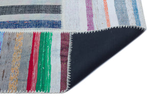 Striped Over Dyed Kilim Patchwork Unique Rug 5'3'' x 7'7'' ft 160 x 230 cm