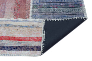 Striped Over Dyed Kilim Patchwork Unique Rug 5'3'' x 7'5'' ft 160 x 226 cm