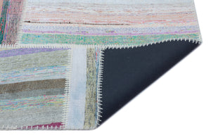 Striped Over Dyed Kilim Patchwork Unique Rug 5'3'' x 7'4'' ft 160 x 224 cm