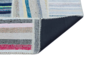 Striped Over Dyed Kilim Patchwork Unique Rug 5'3'' x 7'5'' ft 160 x 225 cm